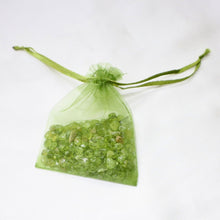 Load image into Gallery viewer, Polished Genuine Peridot Chips in Organza Pouch - The Gem Mine
