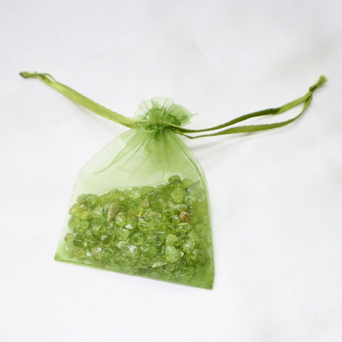 Polished Genuine Peridot Chips in Organza Pouch - The Gem Mine