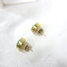 Load image into Gallery viewer, Handmade 22 Karat Gold Turquoise Stud Earrings - The Gem Mine
