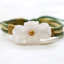 Load image into Gallery viewer, Jade by Nikolai | Handmade Burmese Jadeite Lily Silk Cord Bracelet - The Gem Mine

