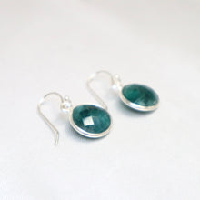 Load image into Gallery viewer, Sterling Silver Emerald Dangle Earrings - The Gem Mine
