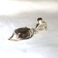 Load image into Gallery viewer, Sterling Silver Ammolite &amp; Garnet Pendant - The Gem Mine
