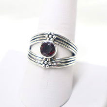 Load image into Gallery viewer, Handmade Sterling Silver Garnet Bypass Ring
