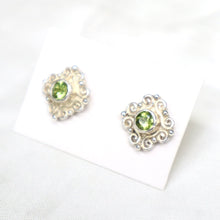 Load image into Gallery viewer, Sterling Silver Peridot Stud Earrings - The Gem Mine
