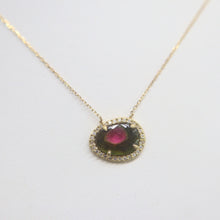 Load image into Gallery viewer, 18 Karat Gold Watermelon Tourmaline &amp; Diamond Pendant Necklace | Felix Z
