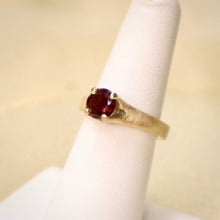Load image into Gallery viewer, 14 Karat Gold Brushed-Finish Ring set with Faceted Garnet - The Gem Mine
