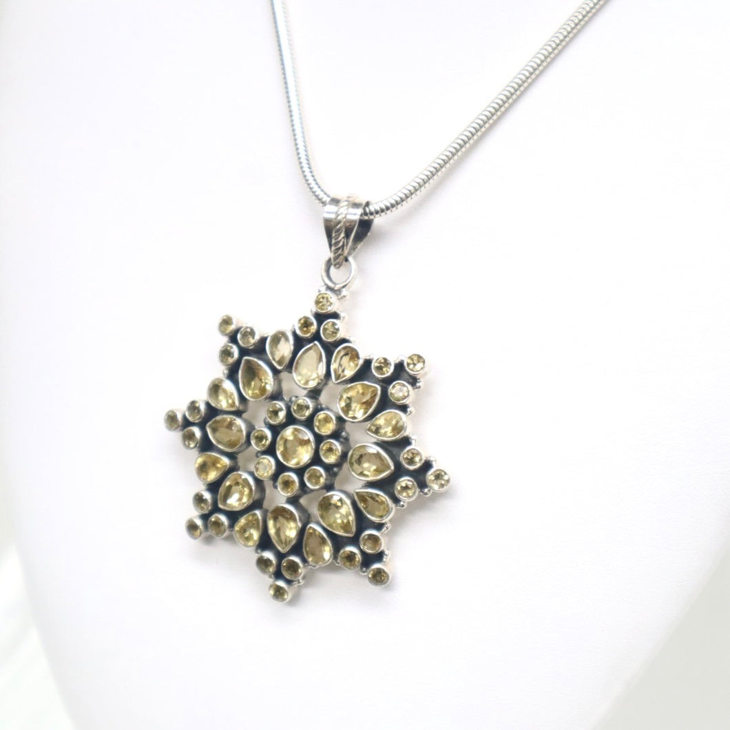 Handmade Sterling Silver Faceted Citrine Pendant Necklace