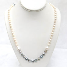Load image into Gallery viewer, White Freshwater &amp; Black Tahitian Pearl Necklace Hand-Knotted on Silk - The Gem Mine
