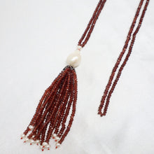 Load image into Gallery viewer, Handmade Necklace with Sterling Silver, Faceted Garnet, &amp; White Freshwater Pearls - The Gem Mine
