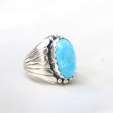 Load image into Gallery viewer, Handmade Sterling Silver Turquoise Ring by Navajo artist Spencer
