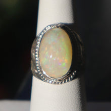 Load image into Gallery viewer, Handmade Sterling Silver Ring set with Ethiopian Opal
