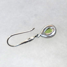 Load image into Gallery viewer, Sterling Silver Rope Design Dangle Earrings set with Faceted Peridot - The Gem Mine
