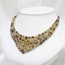 Load image into Gallery viewer, Handmade Sterling Silver Tiger&#39;s Eye and Ethiopian Opal Collar Necklace
