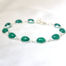 Load image into Gallery viewer, Handmade Sterling Silver Green Agate Bracelet - The Gem Mine
