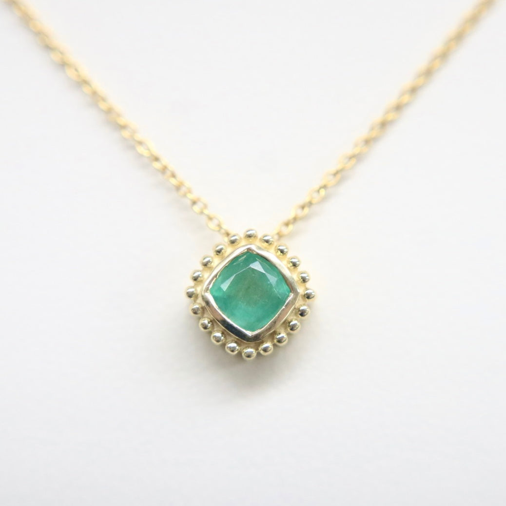 14 Karat Gold Emerald Slide Pendant Necklace