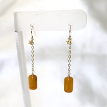 Load image into Gallery viewer, 14 Karat Gold-Filled Butterscotch Baltic Amber &amp; Diamond Star Earrings - The Gem Mine
