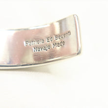 Load image into Gallery viewer, Handmade Sterling Silver Cobblestone Inlay Cuff Bracelet signed by Navajo artists Ed &amp; Patricia Becenti
