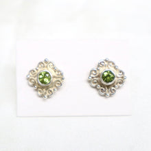 Load image into Gallery viewer, Sterling Silver Peridot Stud Earrings - The Gem Mine
