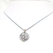 Load image into Gallery viewer, Hand-crafted Sterling Silver &amp; Diamond Reversible Astros “Coin”Necklace with 24kt Gold
