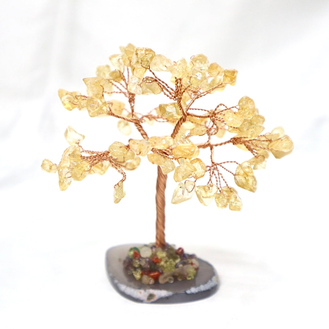 Handmade Copper & Citrine Crystal Tree on Agate Slab