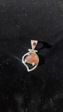 Load and play video in Gallery viewer, Sterling Silver Ammolite &amp; Garnet Pendant
