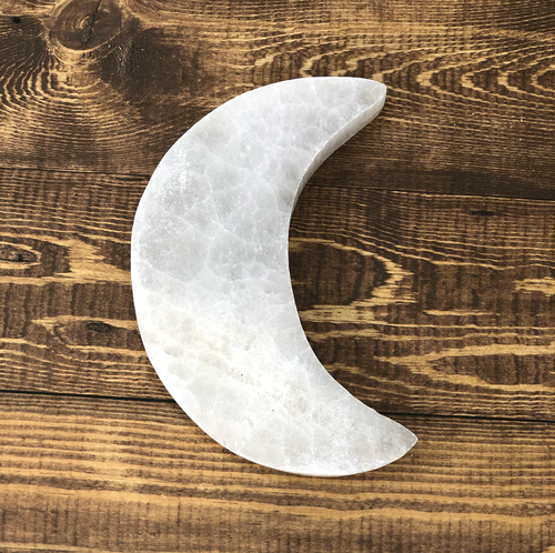 Selenite Crescent Moon Tile - The Gem Mine