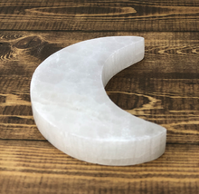 Load image into Gallery viewer, Selenite Crescent Moon Tile - The Gem Mine
