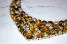 Load image into Gallery viewer, Sterling Silver Tiger&#39;s Eye and Ethiopian Opal Collar Necklace - The Gem Mine
