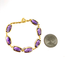 Load image into Gallery viewer, Stephen Estelle 22kt Gold Over Sterling Silver and Amethyst Bracelet - The Gem Mine
