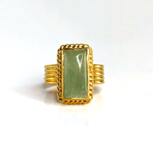 Load image into Gallery viewer, Stephen Estelle 22kt Gold Over Sterling Silver and Jade Ring - Size 6 3/4 - The Gem Mine
