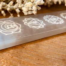 Load image into Gallery viewer, Engraved Selenite Chakra Bar - The Gem Mine
