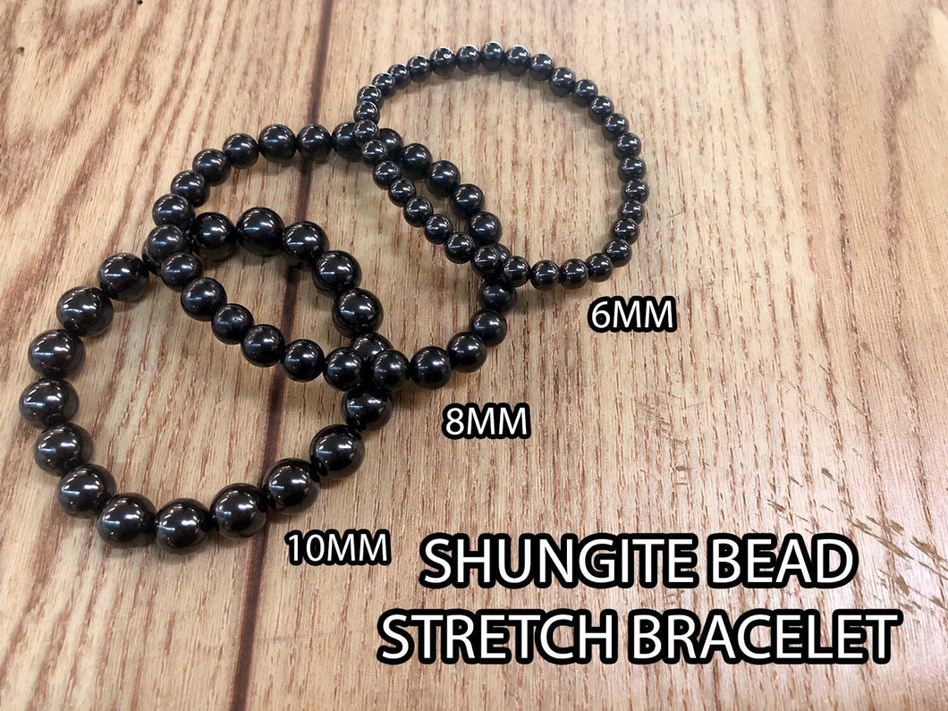 Genuine Shungite Bead Stretch Bracelet - The Gem Mine