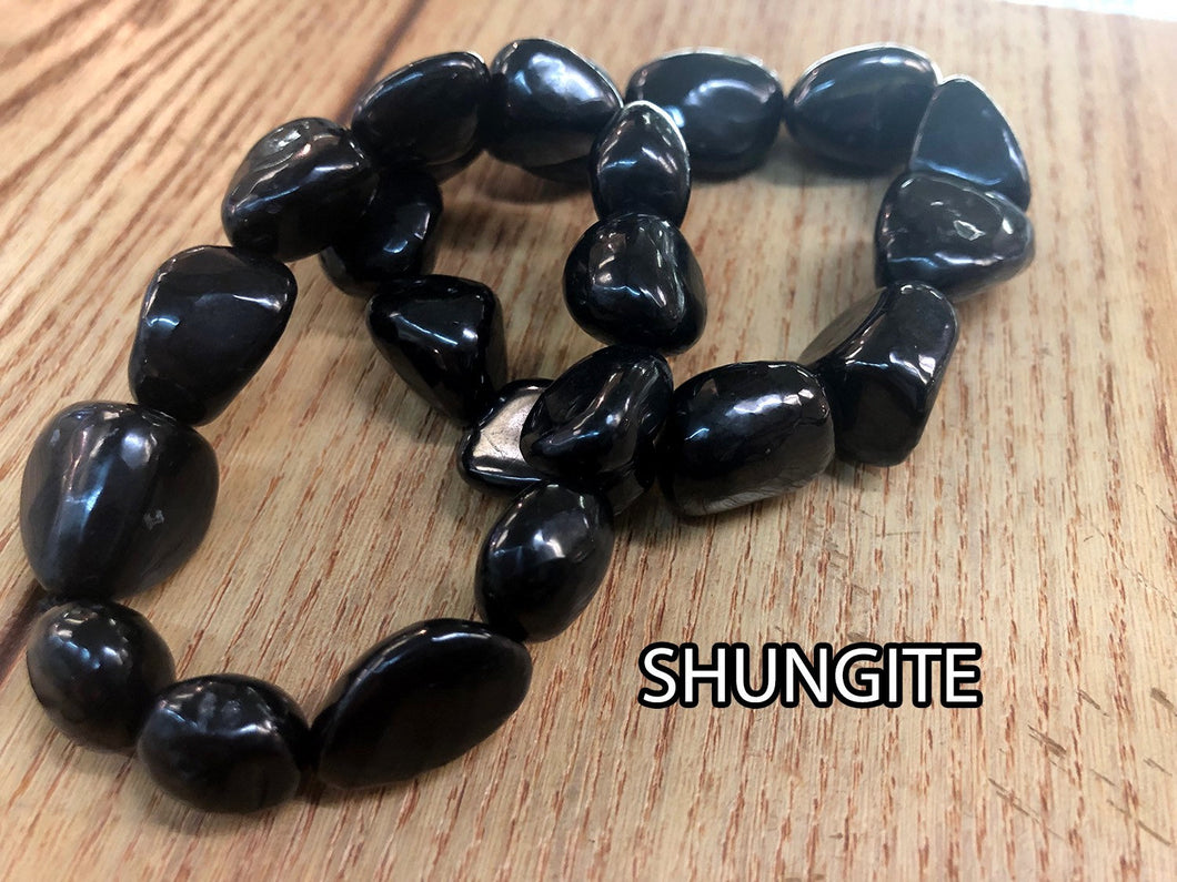 Genuine Shungite Large Nugget Stretch Bracelet - The Gem Mine